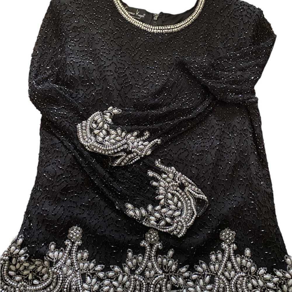 Laurence Kazar Beaded Silk Top Large